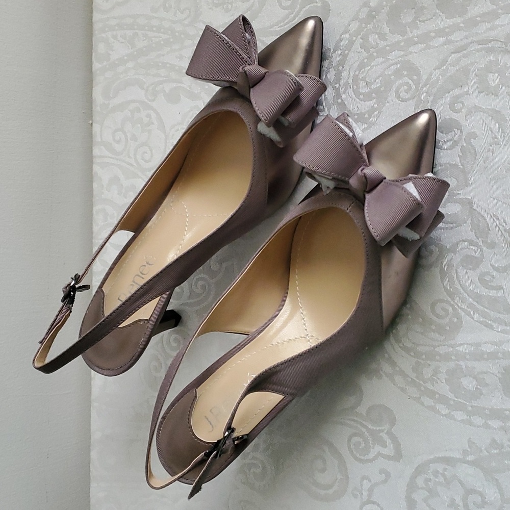J. Renee Gabino Slingback Shoes New Pewter Powder